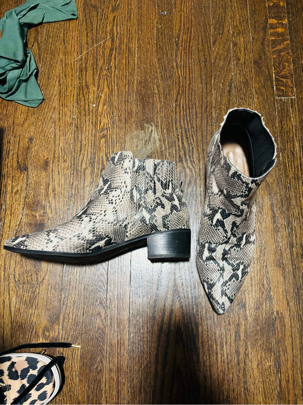 HALOGEN, Snake-Print Pointed Toe Ankle Booties, Size 11
